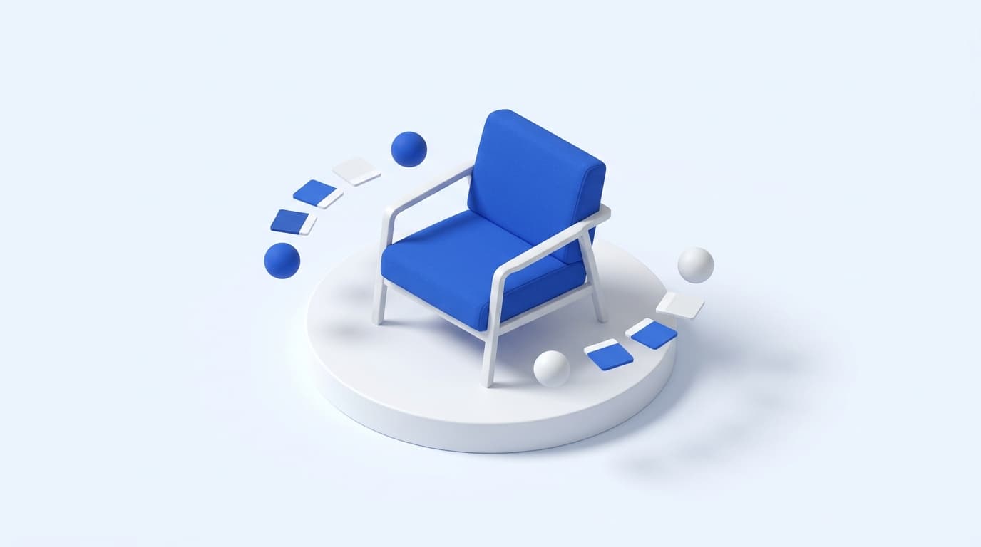 3D illustration of a product configurator with color swatches